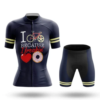 Женский I Cycle, потому что я чертовски люблю пончики Велоспорт Джерси Комплект Шорты Костюм Велосипед Одежда MTB Скоростной спуск по шоссе Велосипед Комплекты Одежда