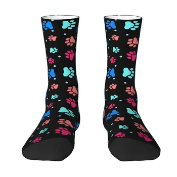 Смешные мужские цветные собачьи отпечатки лап Платье Носки Унисекс Теплые удобные 3D-печатные носки для экипажа