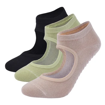 Дышащие носки для йоги для женщин Высококачественные носки для пилатеса Противоскользящие спинки Barre Ballet Dance Home Hospital Gym Спортивные носки