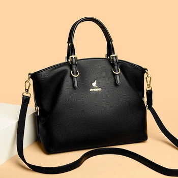  Модная классическая мягкая кожаная женская сумка Дизайнерский бренд Женская сумка через плечо большой емкости Повседневная простая сумка-кошелек