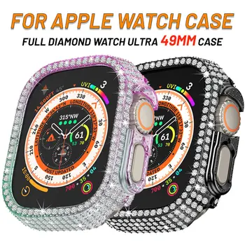 Роскошный бриллиантовый чехол для Apple Watch Ultra 2 49 мм Защита бампера IWatch Series 9 8 7 6 Аксессуары для замены защитного чехла