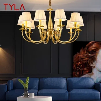 TYLA Американская латунная подвесная лампа Роскошная гостиная Ресторан Спальня Ретро отель Вилла Люстра