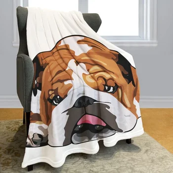 Английский бульдог Бросок Милая Собака Спящий Флисовое Одеяло Мягкое Теплое Уютное Для Дивана-Кровати 50