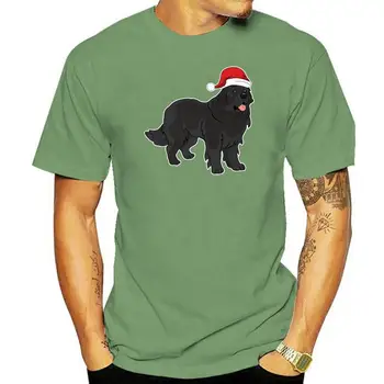 Шляпа Рождественская пижама Ньюфаундленд в Санта-Клаусе-Мужская футболка-Черная