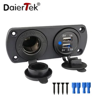 DaierTek 12 В Двойной USB Авто Прикуриватель Розетка Разветвитель 12 В Зарядное устройство Адаптер питания Розетка Аксессуары Новое поступление
