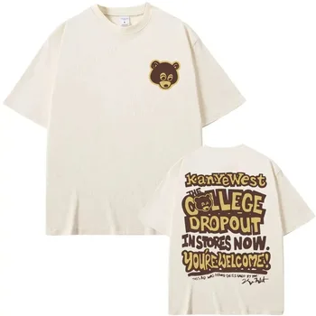 College Dropout Футболка мужская черная музыка печатный подарок с коротким рукавом повседневная футболка мужские футболки летние хлопковая футболка мужчина