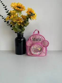 Персонализированное имя Детский милый блестящий рюкзак Принцесса Девочки Мультфильм Рюкзак Изготовленный на заказ детский модный рюкзак