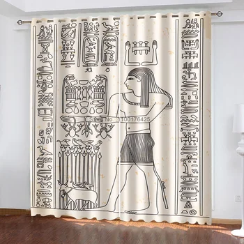 3D-печать Египет Древний Египет Плотные шторы для гостиной, спальни, ванной комнаты, оконных штор