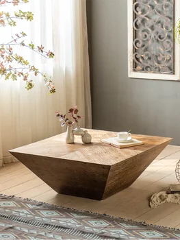 Квадратный журнальный столик из массива дерева, гостиная, дизайнер, отель B&B, китайский чайный стол