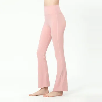 Штаны для йоги Быстросохнущие эластичные тонкие леггинсы с высокой талией Бег Упражнение Брюки с расклешенным низом Быстросохнущие брюки для фитнеса Лайкра