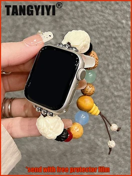 ремешок для Apple Watch Series 9 8 7 6 SE 5 4 38/40/41/42/44/45 мм iWatch Ultra 2 49 мм Винтажный народный браслет из бусин льва на заказ