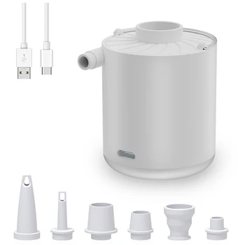 Белый воздушный насос Портативный кемпинговый фонарь Крошечный насос для инфлятора / дефлятора с батареей USB Перезаряжаемый для поплавков бассейна Надувная кровать