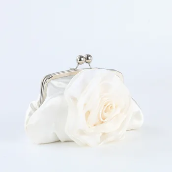 Элегантный шелковый цветок маленькие клатчи твердый белый абрикос черный цвет сумки для женщин свадебная вечеринка свадебный клатч сумка через плечо