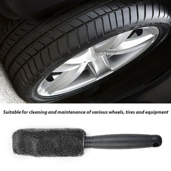  Щетка для чистки колес автомобиля Инструмент для мытья шин Чистый очиститель мягкой щетины Черный 28 X 5 см Аксессуары для транспортных средств