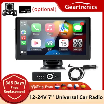 7 '' Портативное автомобильное радио Беспроводной Carplay Android Auto Сенсорный экран Bluetooth Головное устройство Авто Стерео Мультимедийный плеер с солнцезащитным козырьком