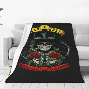 Guns N Roses Одеяло Страшный череп Музыка Туристический офис Фланелевое постельное белье Пледы Теплый мягкий диван-кровать Дизайн покрывала подарок