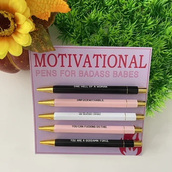  5 шт. мотивационная крутая ручка набор, как показано на рисунке Пластиковые офисные подарки Забавные ежедневные шариковые ручки