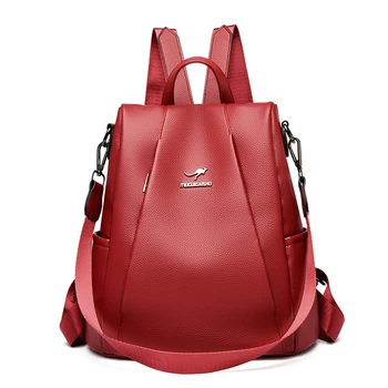 Женская школьная сумка для девочки Рюкзак Женский рюкзак из искусственной кожи Модная сумка через плечо с двойной застежкой-молнией