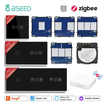 BSEED Zigbee Smart Touch Shutter Жалюзи Переключатель Выключатели света Tuya Google Smart Life Функциональные части Стеклянная панель DIY Комбинация