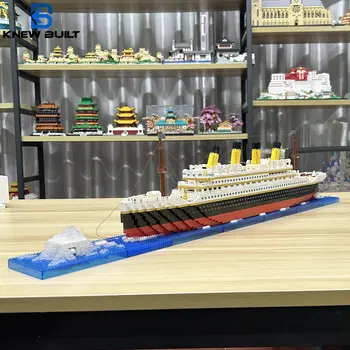  ЗНАЛ ПОСТРОЕННЫЙ Титаник Круиз Большой Айсберг Модель корабля Мини Строительные блоки Игрушки для взрослых девочек Подарочные наборы Сборка лодки Микро кирпичи