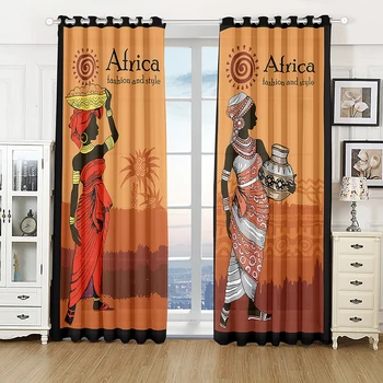 Luxury Africa Woman Silhouette Современные роскошные шторы для гостиной, спальни, кухни, шторы, оконные шторы, домашний декор 2 шт.