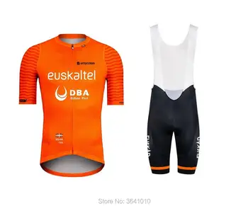 2020 Euskaltel DBA TEAM Оранжевая мужская веломайка Велосипедная одежда с коротким рукавом и шортами с нагрудником Быстросохнущая Ropa Ciclismo