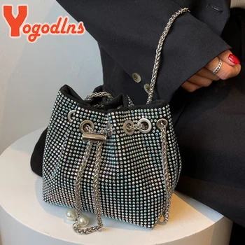 Yogodlns Мода Стразы Сумка через плечо Женская сумка на шнурке Сумка через плечо Роскошная сумка через плечо Модная леди сумка sac