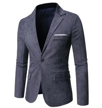 Новый Мужской однотонный костюм для жениха с длинным рукавом Блейзер Однобортные мужские хлопковые пиджаки Формальное пальто ABB326