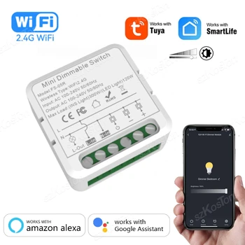 Tuya WiFi Smart Dimmer Switch Module Smart Life APP Пульт дистанционного управления с двусторонней регулировкой яркости с помощью Alexa Google Home Remote Voice Control