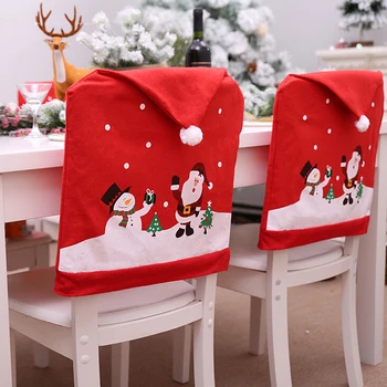 1 шт. Рождественское украшение Чехлы для стульев Обеденное сиденье Санта-Клаус Домашняя вечеринка Декор Ткань