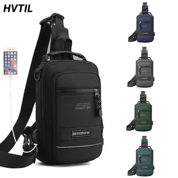 HVTIL Роскошная мужская водонепроницаемая нейлоновая нагрудная сумка Мужская маленькая сумка через плечо Многофункциональная USB-зарядка через плечо