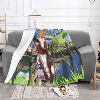Childe Genshin Impact Одеяло Фланель Всесезонная игра Ajax Многофункциональные легкие тонкие одеяла для кровати Уличное одеяло