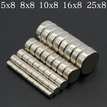 N35 Сверхсильный магнит 5x8,8x8,10x8,16x8,25x8 мм Круглый магнитный неодимовый магнит NdFeB Мощный диск